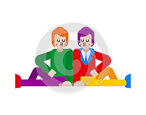 LGBT Lovers Back to back. Loving couple Homosexual relationship. Romantic relationship. Love illustrationÂ 7